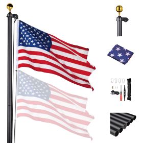 20FT Sectional Flagpole, Black