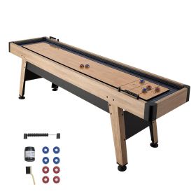 9 ft Shuffleboard Table, Scratch-Resistant Playfield for Smooth, Fast Puck Action, Pedestal Legs with Levelers for Optimum Stability