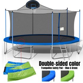 16FT Trampoline for Adults & Kids with Basketball Hoop, Double-sided cover,Outdoor Trampolines w/Ladder and Safety Enclosure Net for Kids and Adu