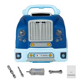 Engine Toy, 60 Pieces, Kids Mechanic Car Repair Set with Removable Parts, Lights and Sounds, Steering Wheel and Horn (Color: Blue)